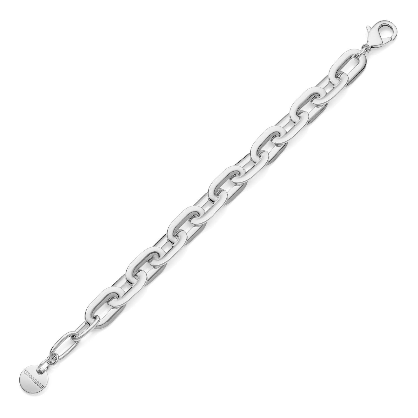 Bracciale donna argentato catena ovale piatta